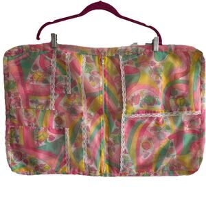 Vtg 1960s Handmade Bedside Organizer Pillow Sham Cover Psychedelic Flower Power